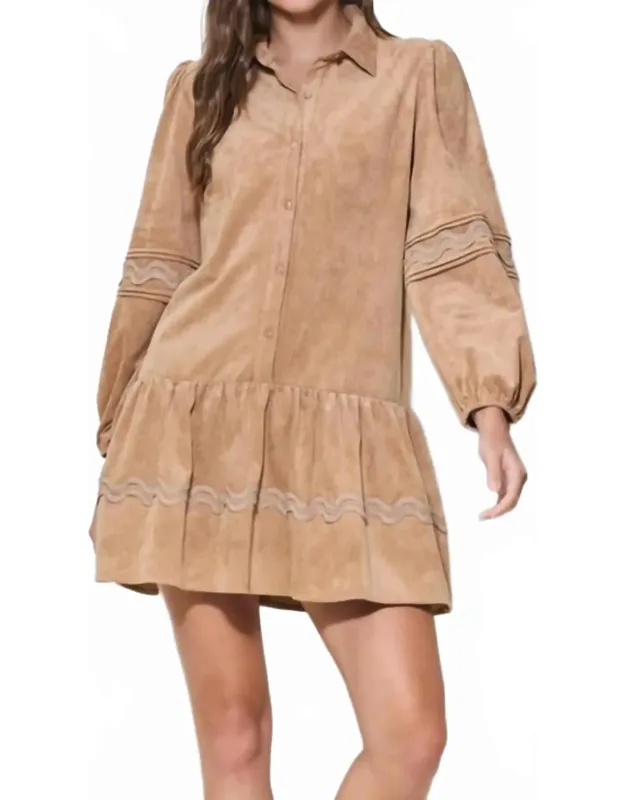 Faux Suede Babydoll Dress