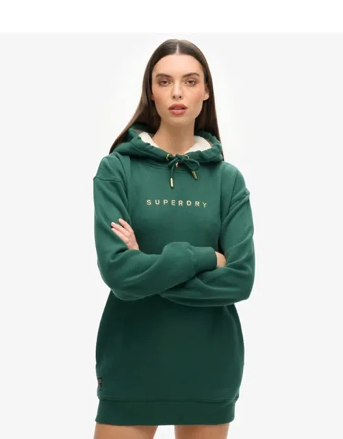 Luxe Metallic Logo Hoodie Dress