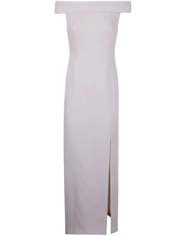 Off-the-shoulder Dress With Side Slit And Fitted Corset