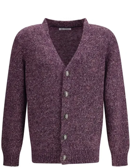 Brunello Cucinelli Alpaca Cardigan With V-neck And Groffed Button Closure