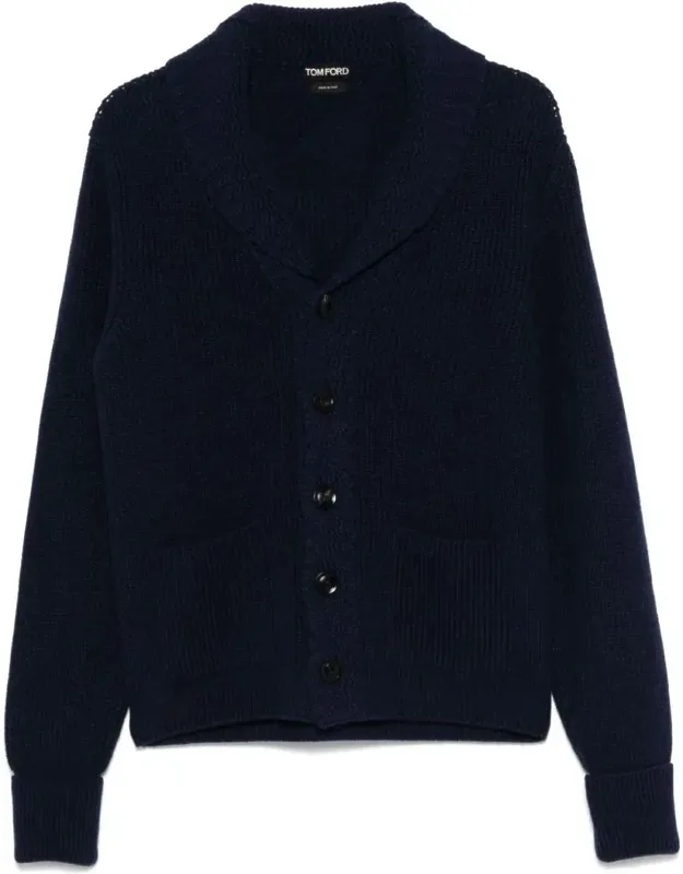 Cardigan With Shawl Lapel And Front Patch Pockets
