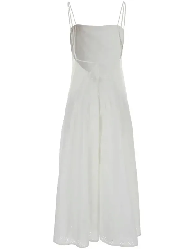 Midi Dress With Embroidery In Cotton