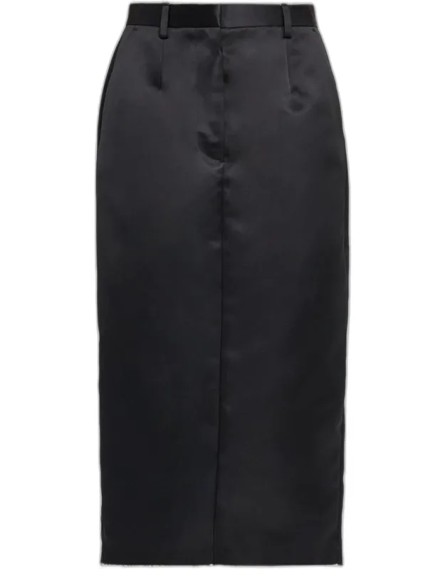 Tailored Satin Midi Pencil Skirt