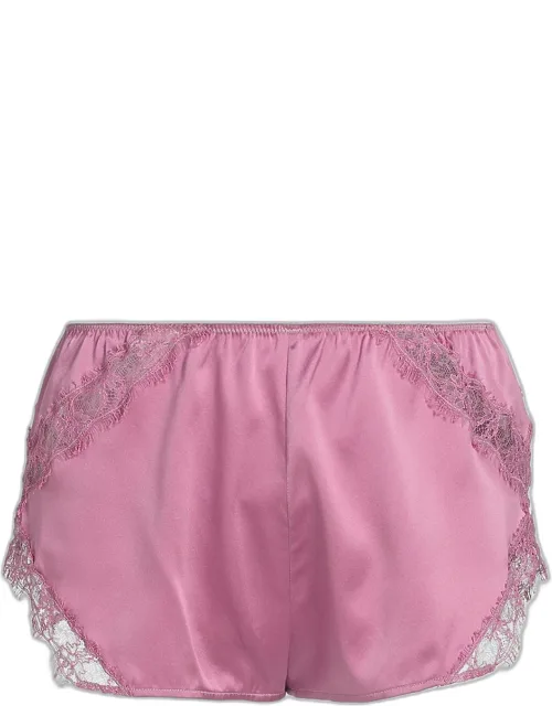 Lace-trim Silk Charmeuse Tap Shorts