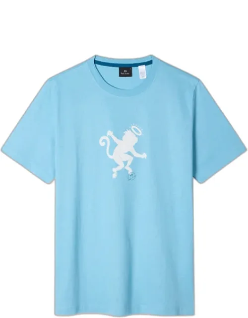 Light Blue 'angel Monkey' Print T-shirt