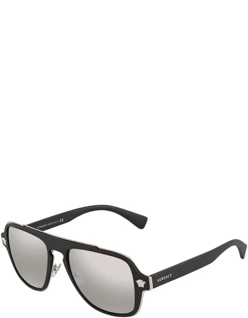Light Grey Silver Mirror Navigator Sunglasses Ve2199 10006g