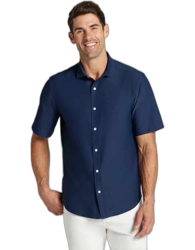 Tailored Fit Seersucker Short Sleeve Casual Shirt