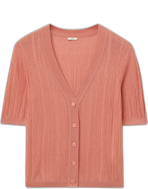 Silk Cotton Rib Short Sleeve Cardigan