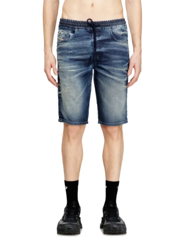 Slim Fit Shorts In Treated Jogg Jeans - Denim Short Pants