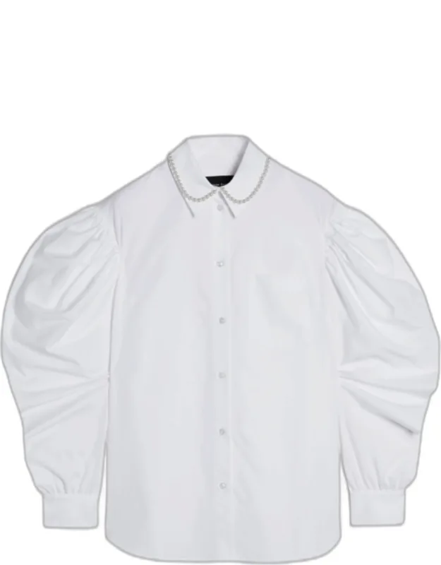 Shirt With Draped Sleeves And Embroidery