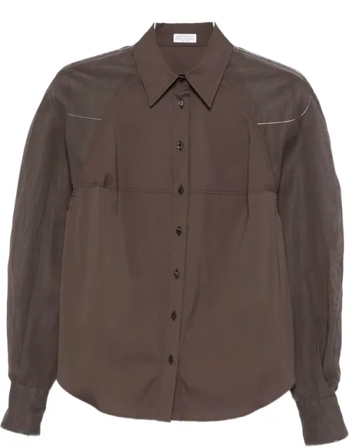 Sheer-panel Long-sleeve Shirt