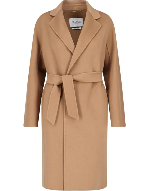 'melinda' Coat With Classic Lapels And Front Belt Closure