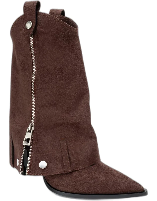 Lola Zip Pointed Toe Heel Boot With 3.1" Heel And Synthetic Leather Upper