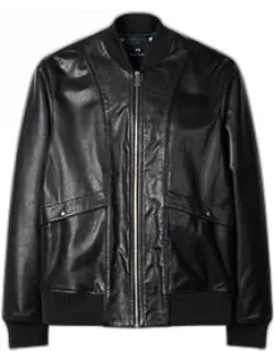 Leather Zip-front Bomber Jacket