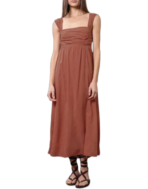 Pintucked Tie Midi Dress