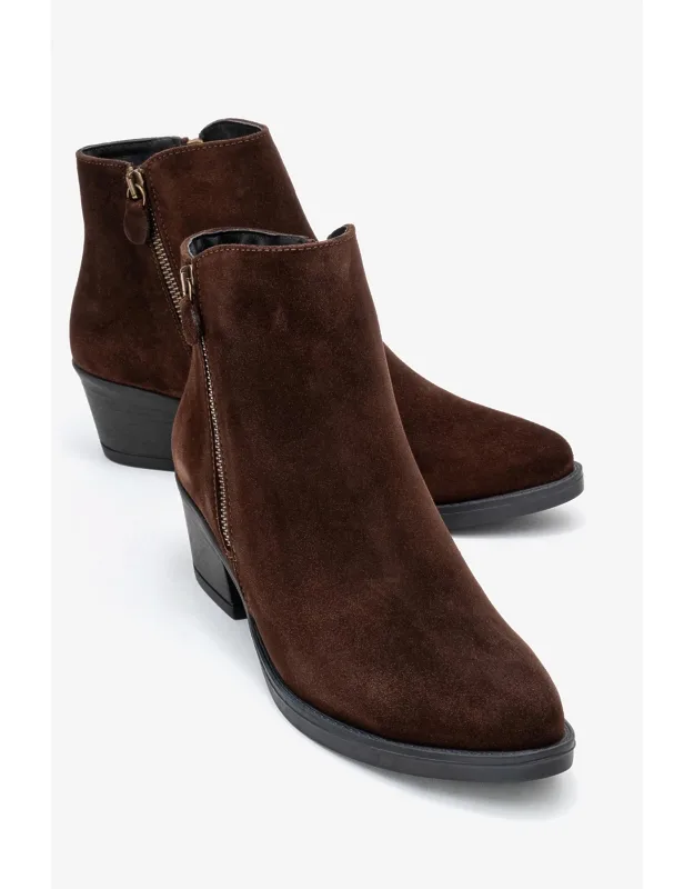 Leather Double-zip Block Heel Boots