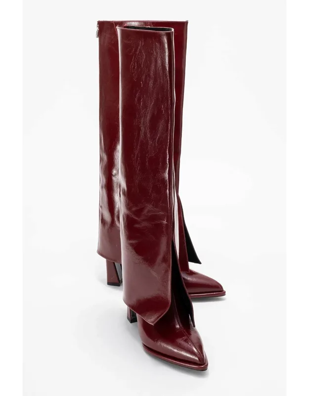 Aja Block Heel Convertible Knee High Boot With 3.9" Heel And Synthetic Leather Upper