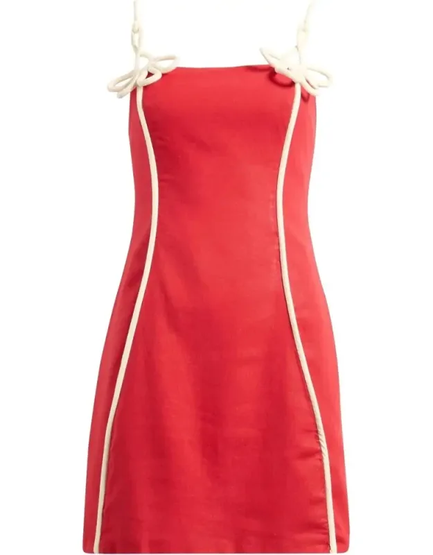 3d Flower Linen Midi Dress