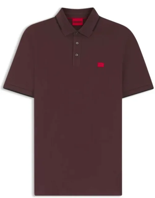 Cotton-piqué Slim-fit Polo Shirt With Logo Label, Contrast Tipping, Ribbed Collar