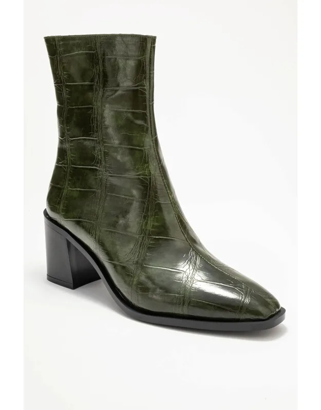 Chara Block Heel Ankle Boot 2.7" Heel, Synthetic Suede