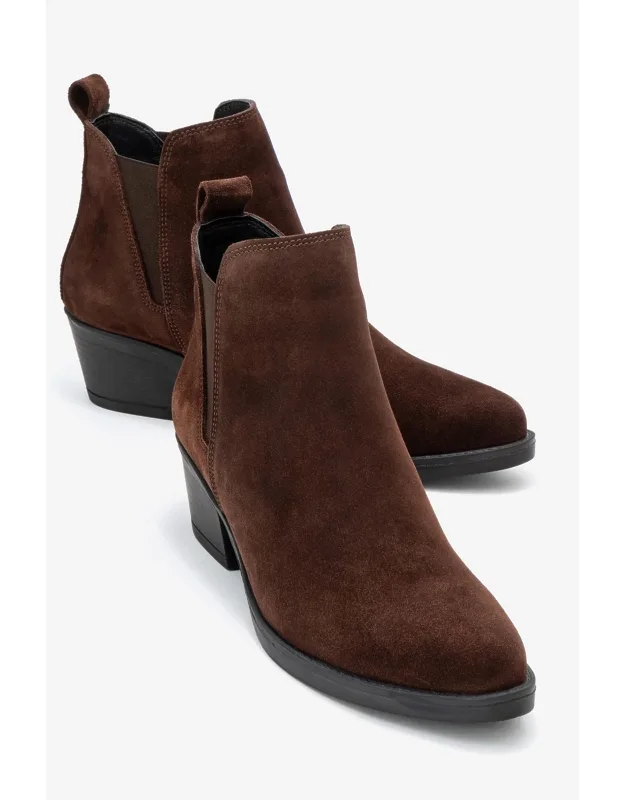 Dovena Leather Block Heel Ankle Boots