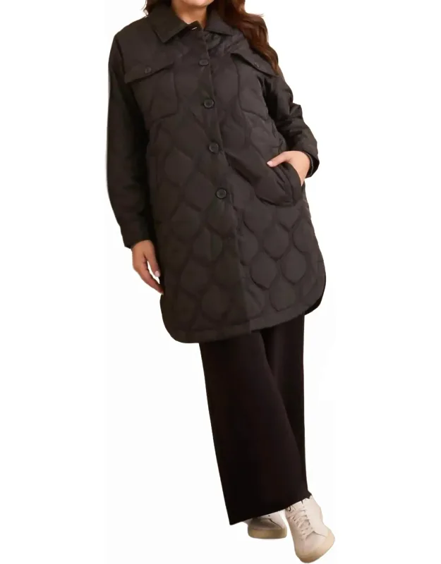 Quilted Button-up Jacket With Pockets