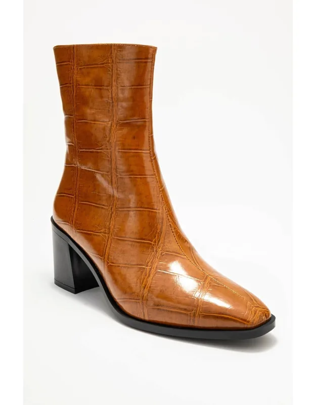 Chara Block Heel Ankle Boot With 2.7" Heel And Synthetic Suede Upper
