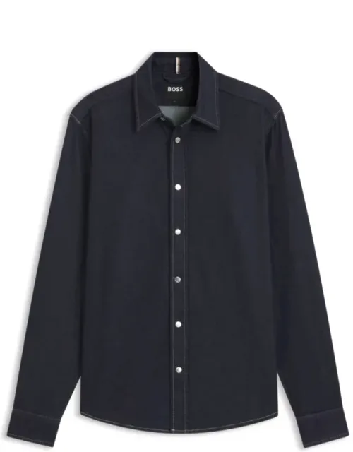 Regular-fit Shirt In Stretch Denim