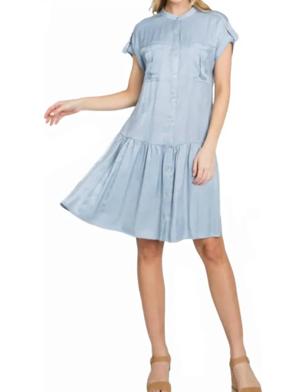 Ranunculus Drop Waist Knee Length Shirt Dress