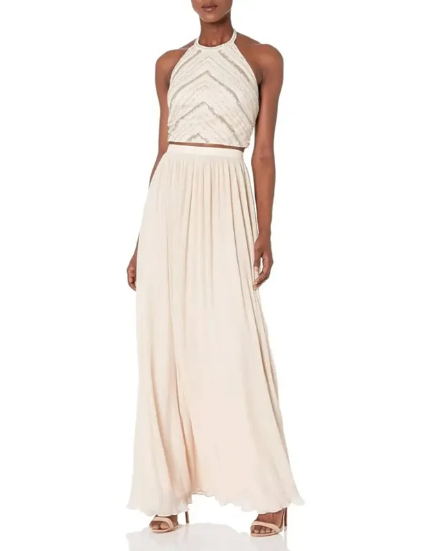 Halter Neck Two-piece Long Dress