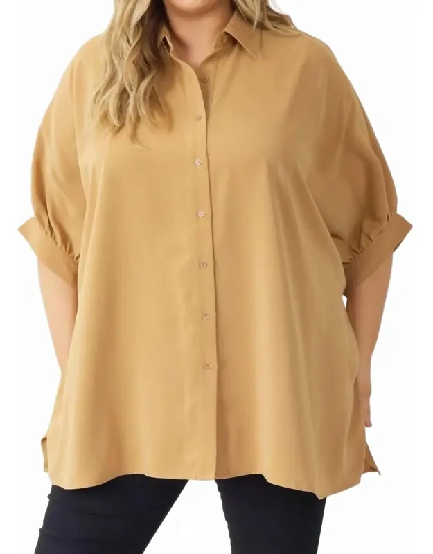 Dolman Curvy 3/4 Sleeve Button Up Top