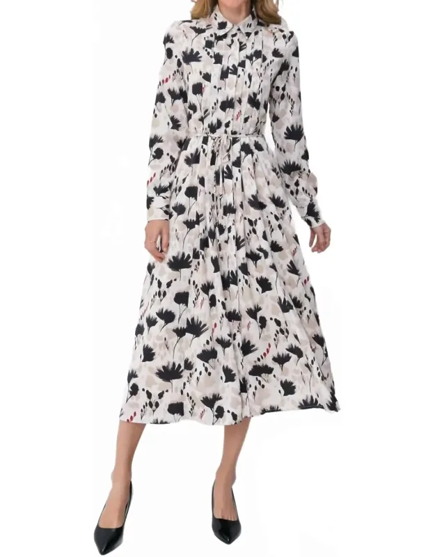 Floral Midi Dress With Light Front Tie