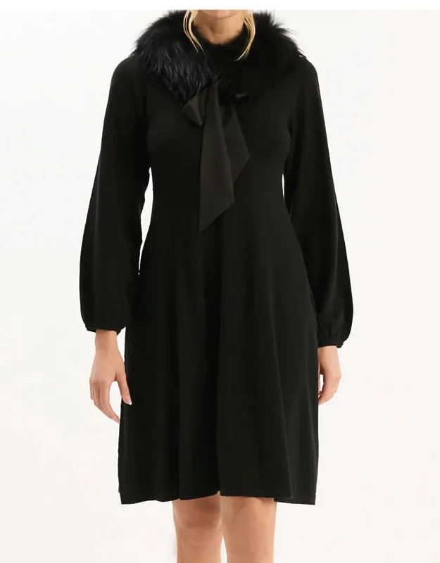 Meghan Knit Dress With Fur Collar