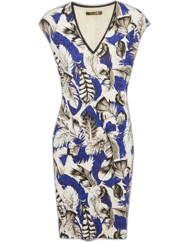 Multicolor Printed Jersey Midi Dress - Dynamic Body Skimming Shape, Lightweight Fabric