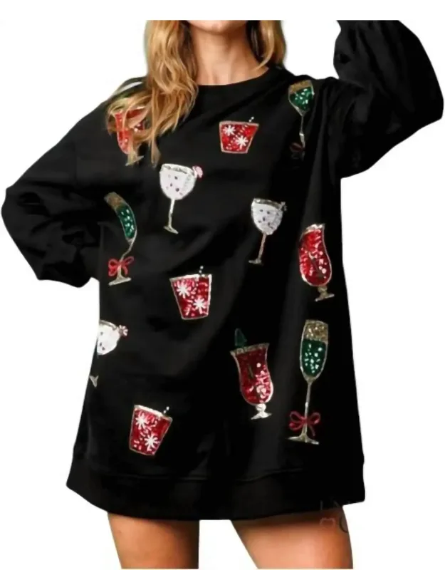 Holiday Cheer Embellished Sweatshirt Dress
