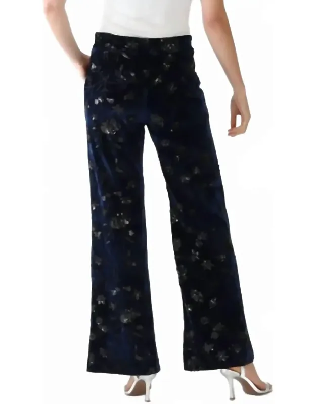 Floral Sequin Velvet Pants