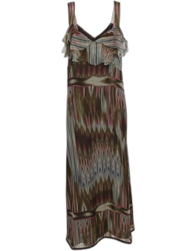 Multicolor Aztec Print Silk Dress