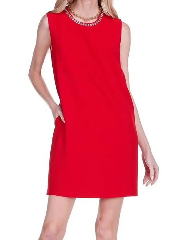 Embellished Neck Shift Dress