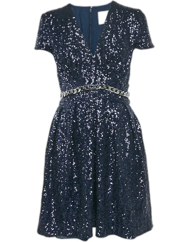 Sequin V-neck Mini Dress