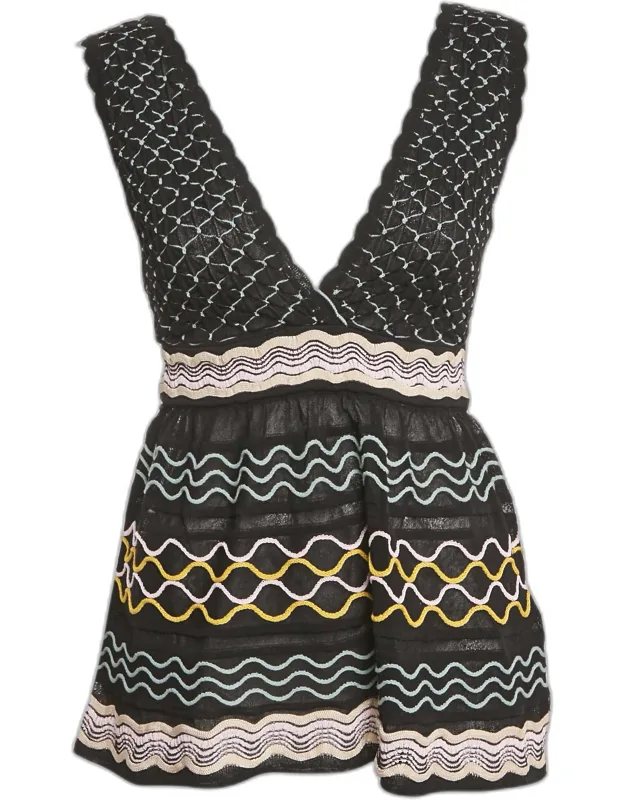 Patterned Knit Sleeveless Sweater Top