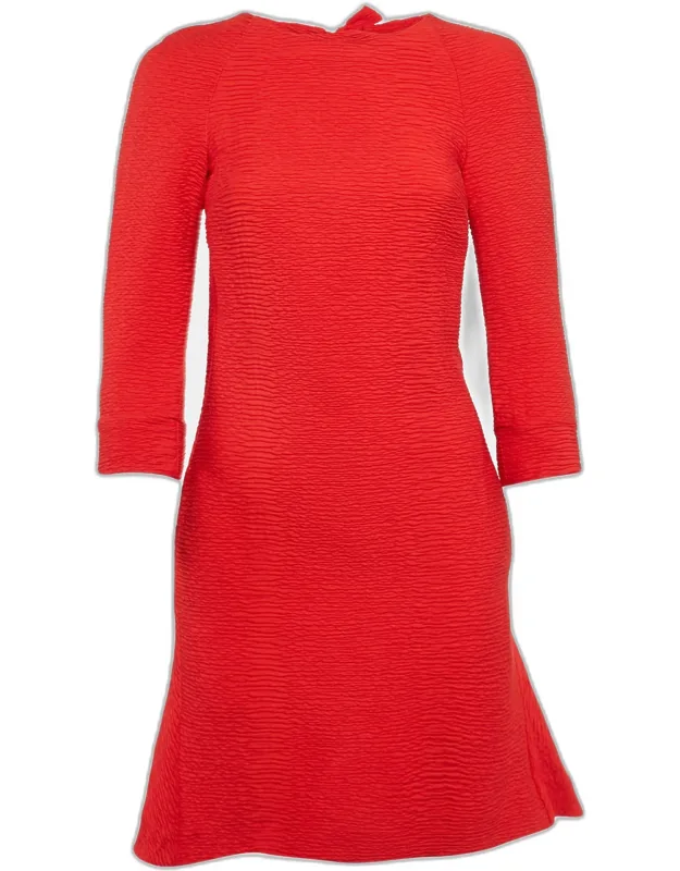 Textured Crepe Bow Detail Mini Dress