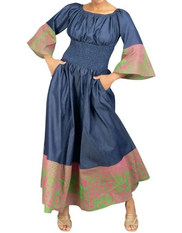 Off-shoulder Smocked Waist Dress