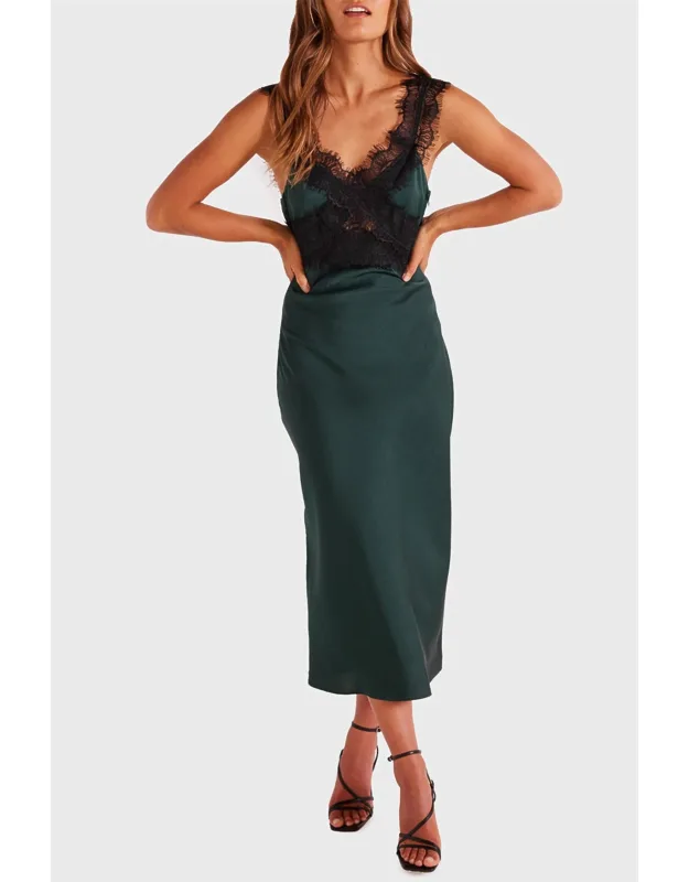 Lace Trim Midi Dress