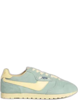 Windspin Low Sneakers In Suede And Light Blue Fabric