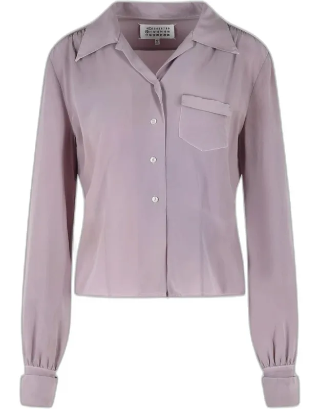 Lilac Long-sleeved Silk Shirt