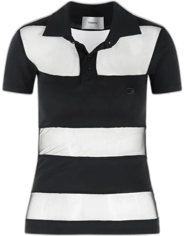 Striped Cotton Blend Polo Shirt