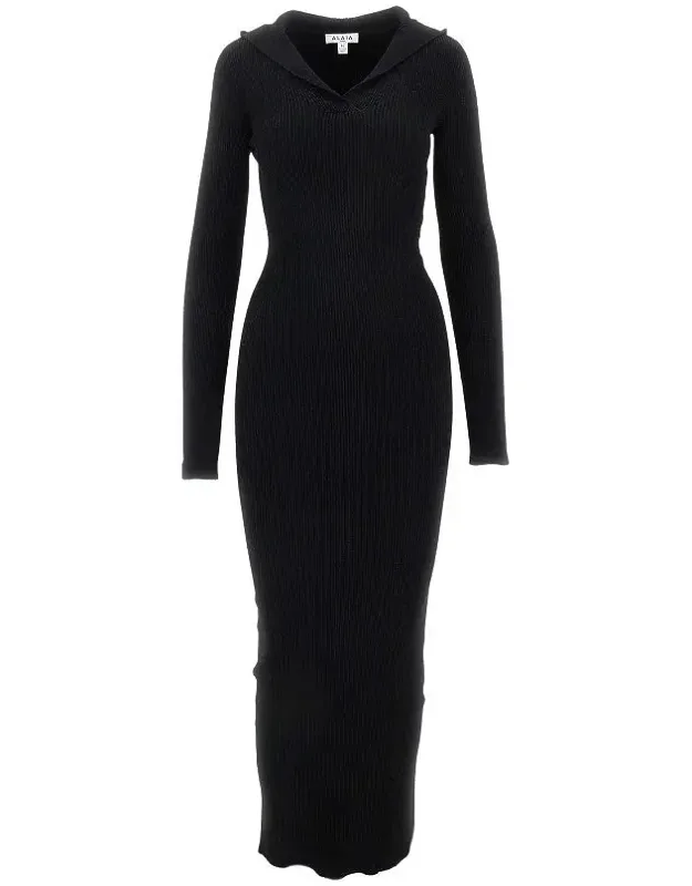 Knitted Hooded Long Dress