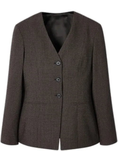 Houndstooth Collarless Tailored Blazer