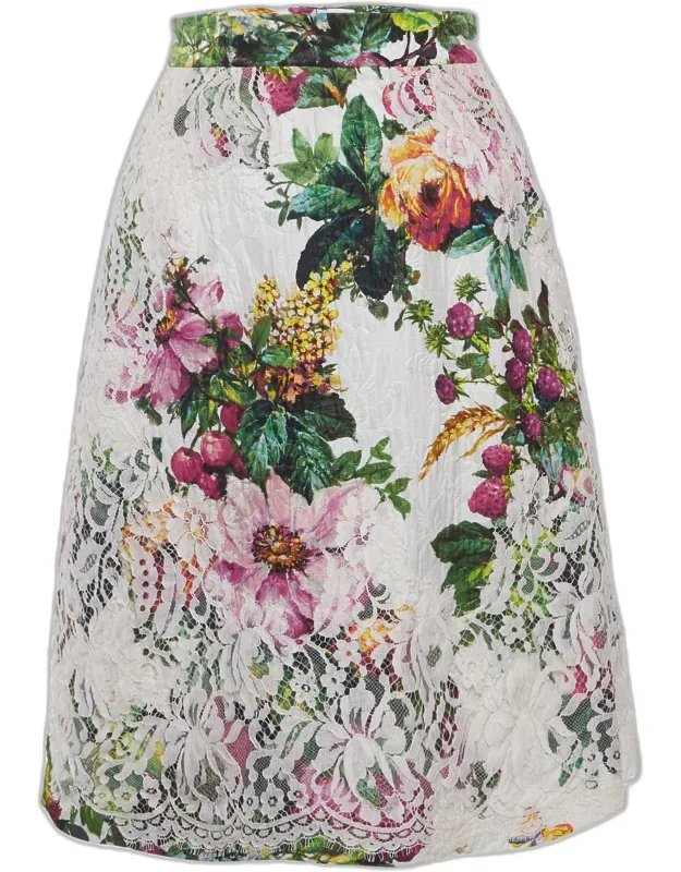Floral Jacquard Lace-trimmed Skirt