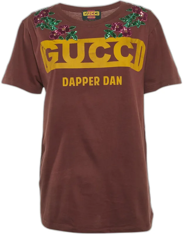 Dapper Dan Logo Print Jersey Sequin T-shirt